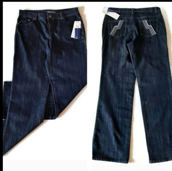 Baccini Denim - New Denim Relaxed Fit Jeans Baccini dark wash denim Blue Trousers NWT Sz 8